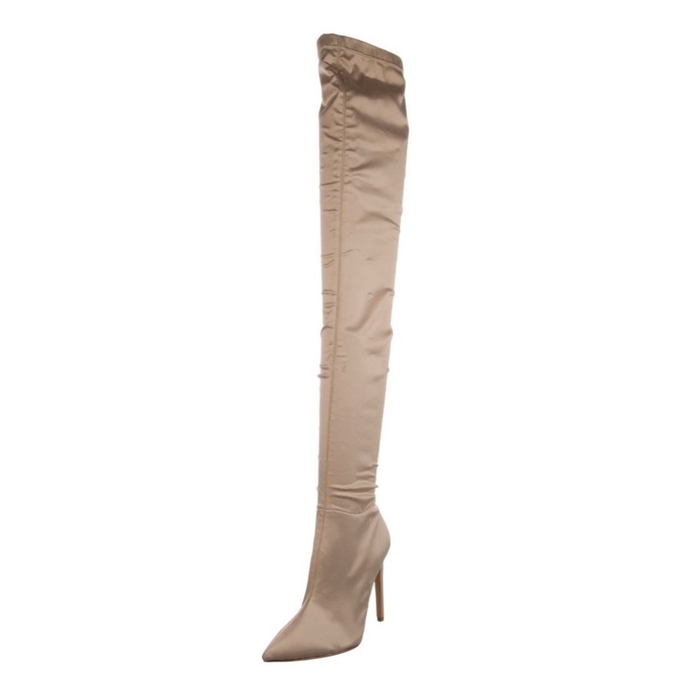 Revolve Boots Women’s 7 Raye Over the Knee OTK Sock Boot Champagne